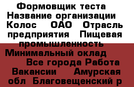 Формовщик теста › Название организации ­ Колос-3, ОАО › Отрасль предприятия ­ Пищевая промышленность › Минимальный оклад ­ 21 000 - Все города Работа » Вакансии   . Амурская обл.,Благовещенский р-н